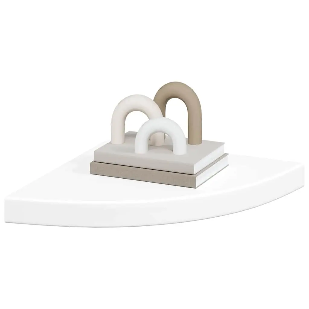Floating Corner Shelves White 35x35x3.8 cm Honeycomb MDF Set of 4