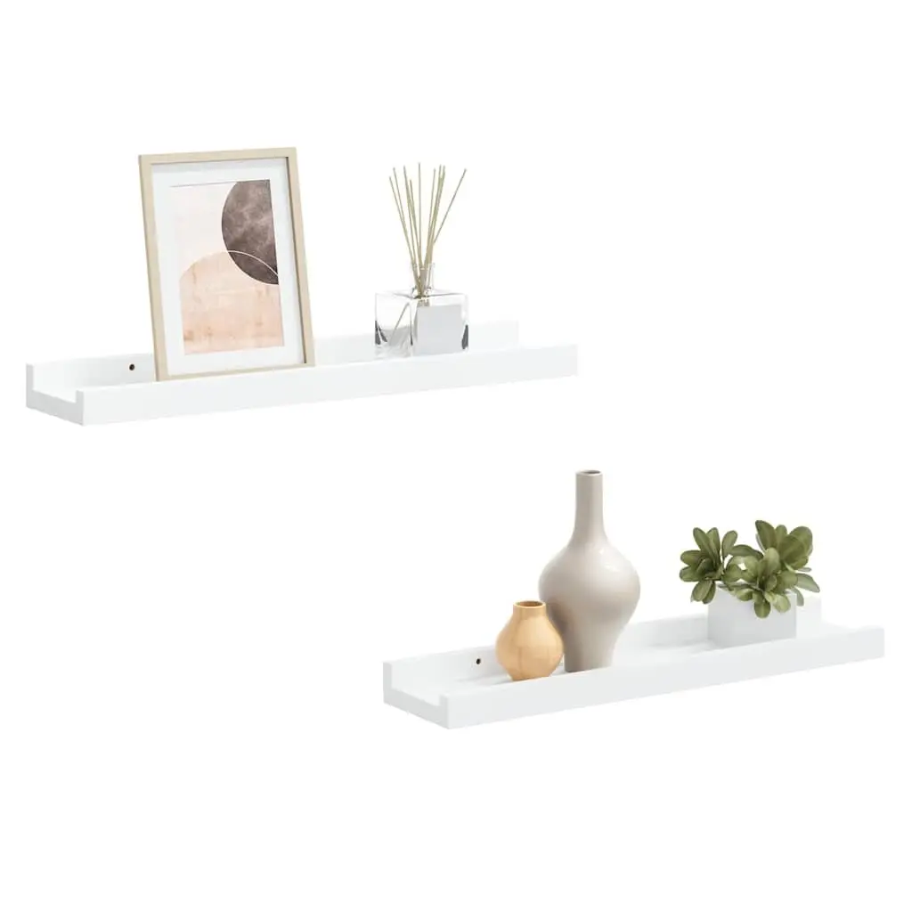 Picture Frame Ledge Shelves Wall-Mounted Display White 40x9x3 cm Lacquered MDF Board 2 Piece