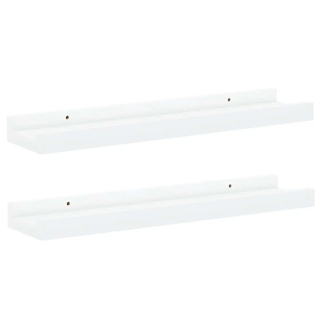 Picture Frame Ledge Shelves Wall-Mounted Display White 40x9x3 cm Lacquered MDF Board 2 Piece