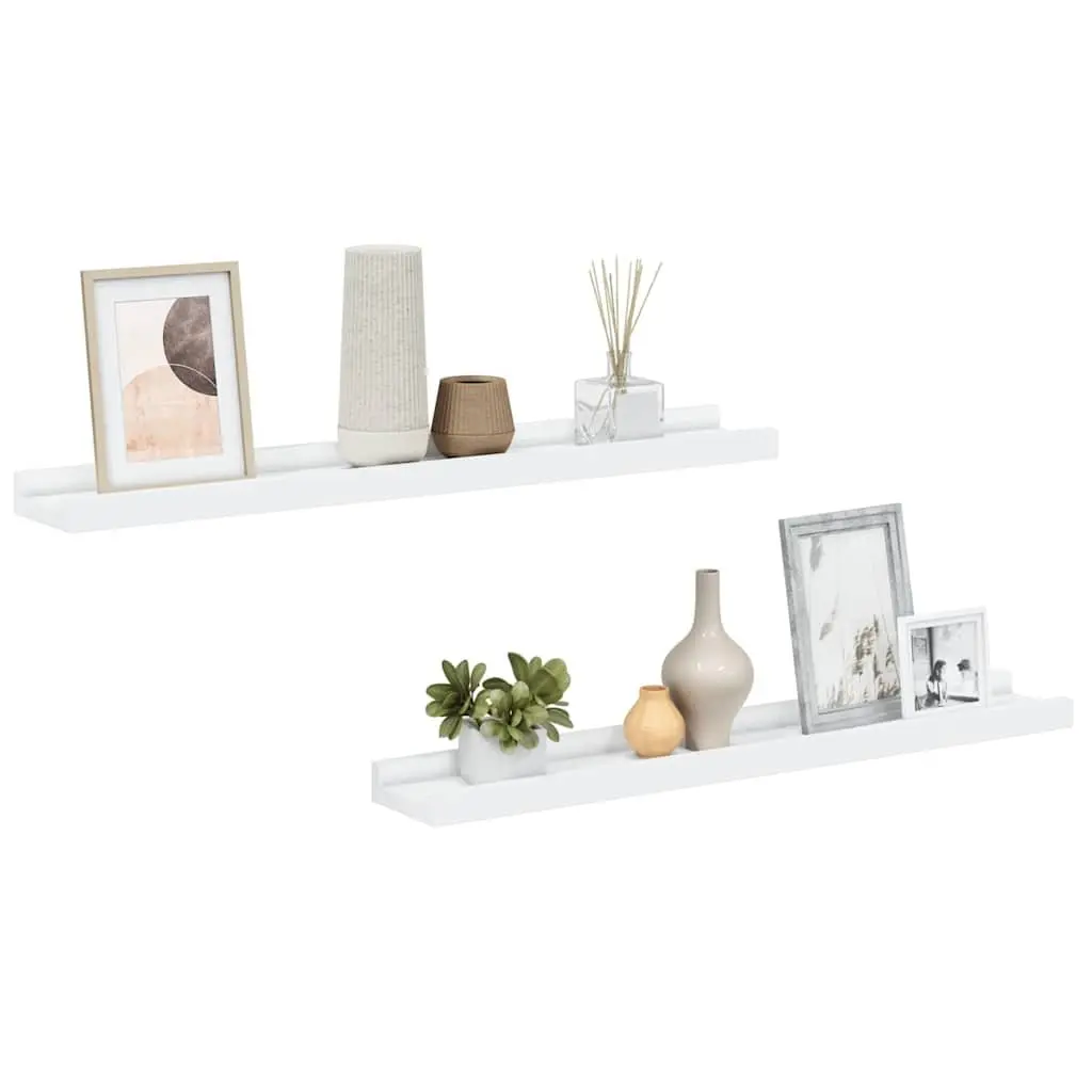 Wall Picture Frame Ledge Shelves White 60 x 9 x 3 cm Lacquered MDF Board