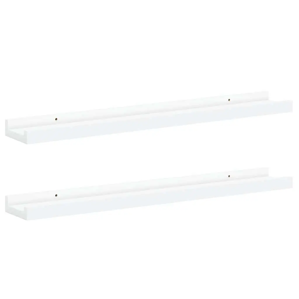 Wall Picture Frame Ledge Shelves White 60 x 9 x 3 cm Lacquered MDF Board