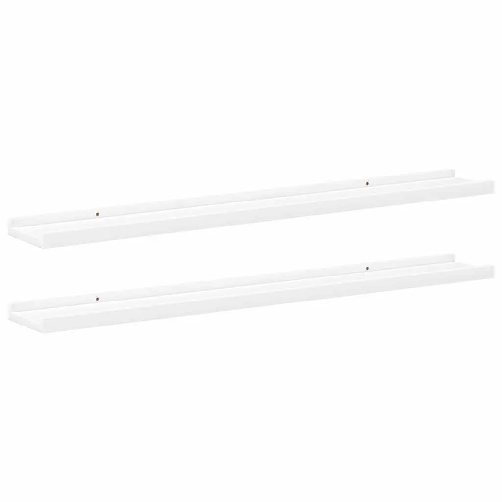Wall Shelves Floating White 2 Piece MDF Display Storage Shelving