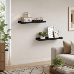 Black Wall-Mounted Picture Frame Ledge Shelves 2 pcs