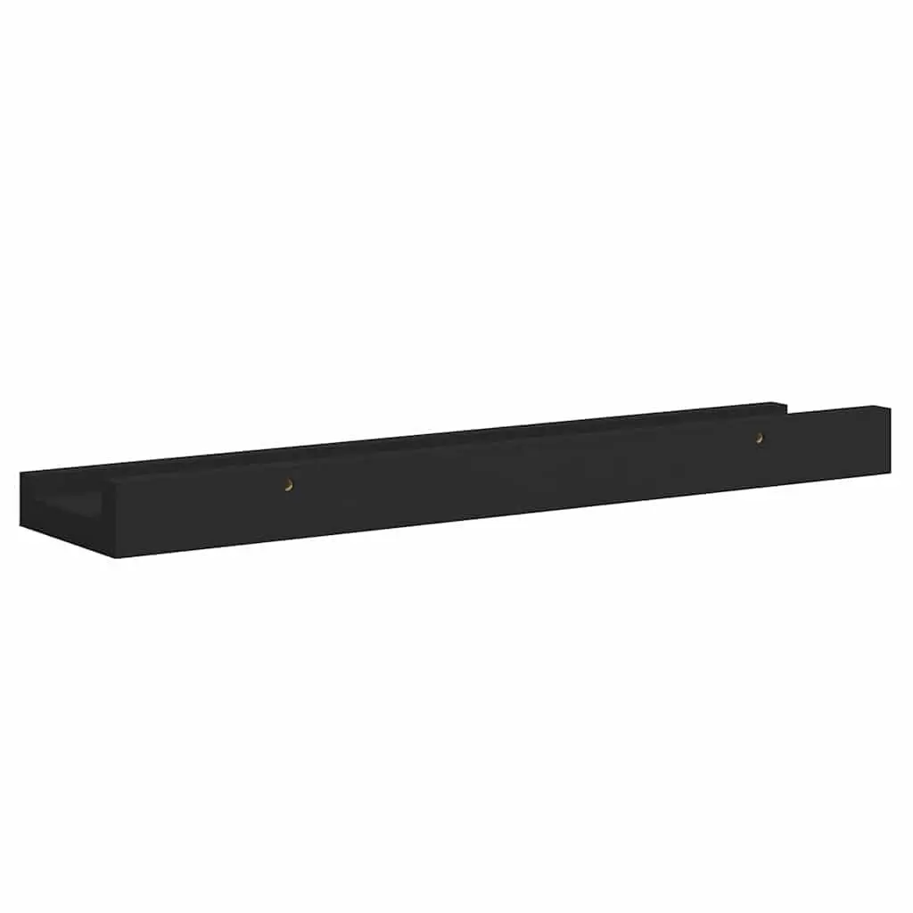 Wall Mounted Picture Ledge Shelves Black 40x9x3cm Lacquered MDF Board 2 Piece