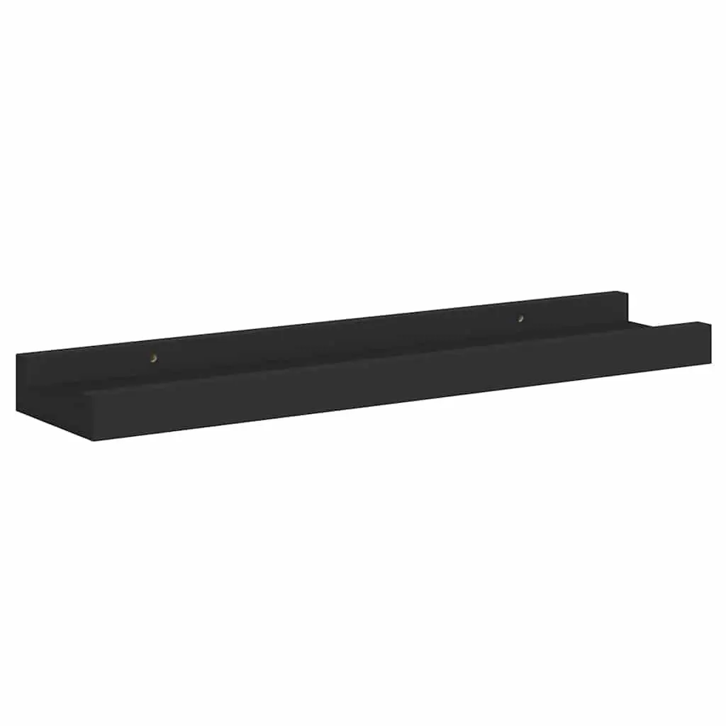 Wall Mounted Picture Ledge Shelves Black 40x9x3cm Lacquered MDF Board 2 Piece