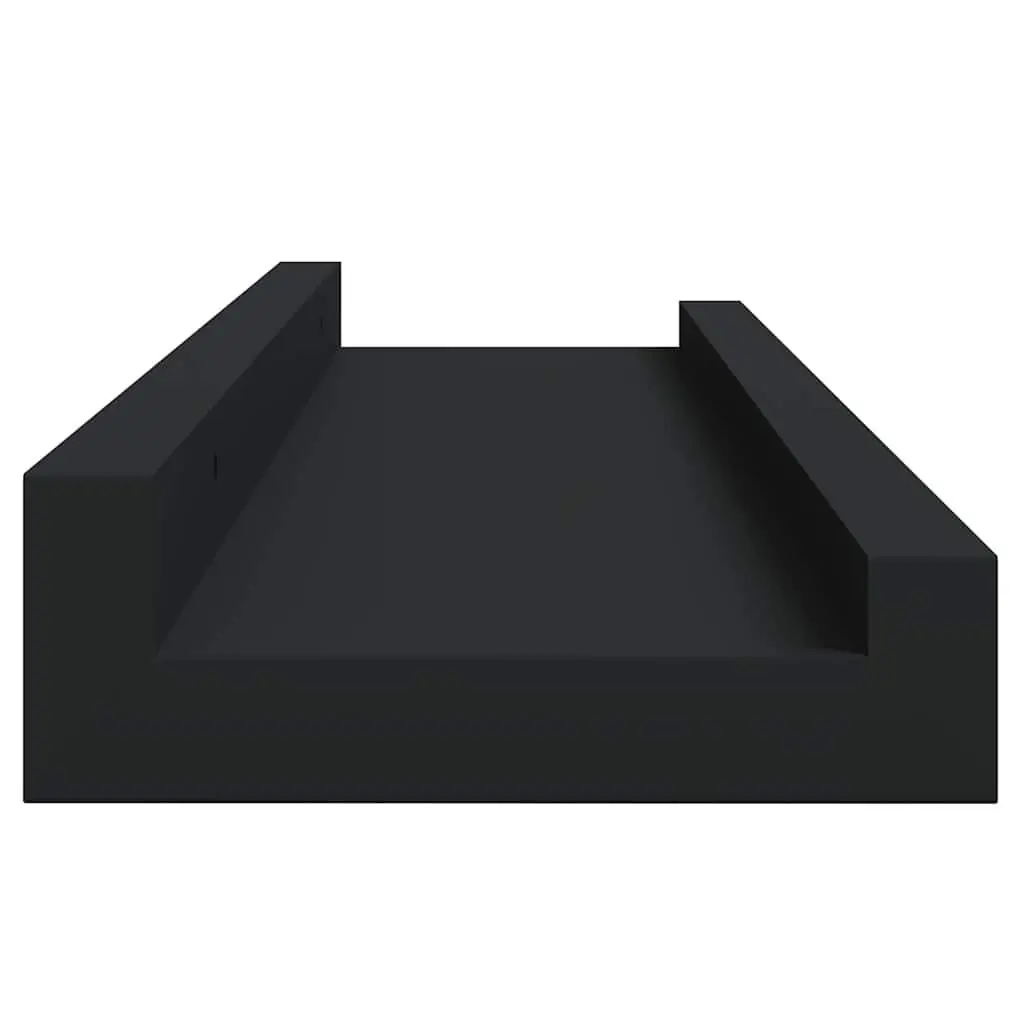Wall Mounted Picture Ledge Shelves Black 40x9x3cm Lacquered MDF Board 2 Piece