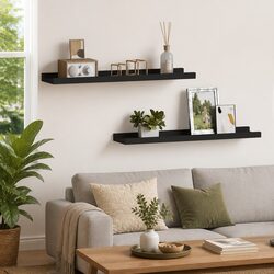 Black Wall-Mounted Picture Frame Ledge Set - 2 pcs