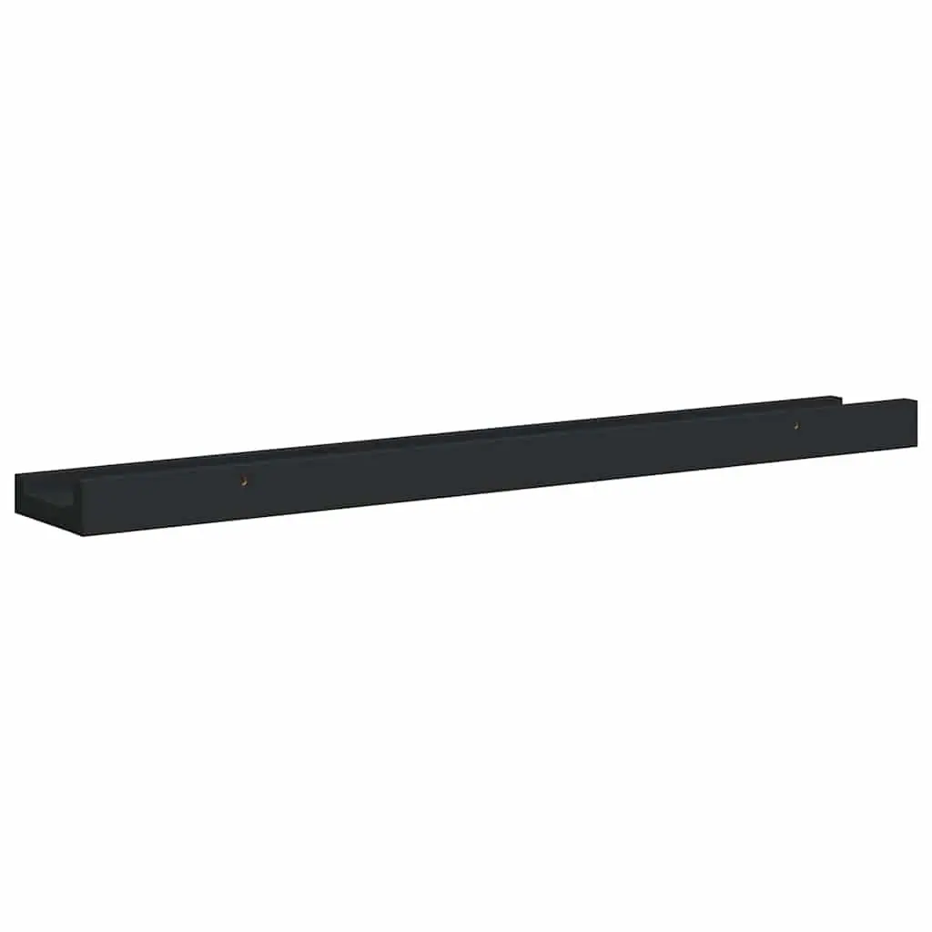 Picture Frame Ledge Shelves Black 60x9x3cm MDF 2 Piece Wall Mounted Display Shelf