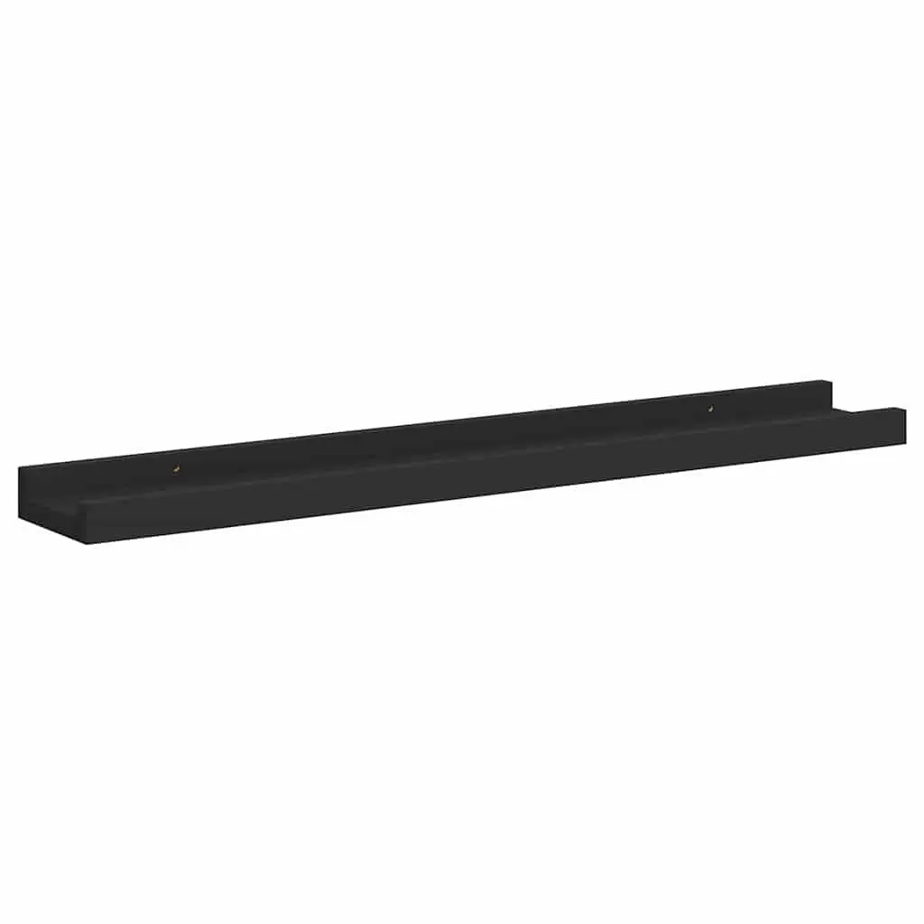 Picture Frame Ledge Shelves Black 60x9x3cm MDF 2 Piece Wall Mounted Display Shelf