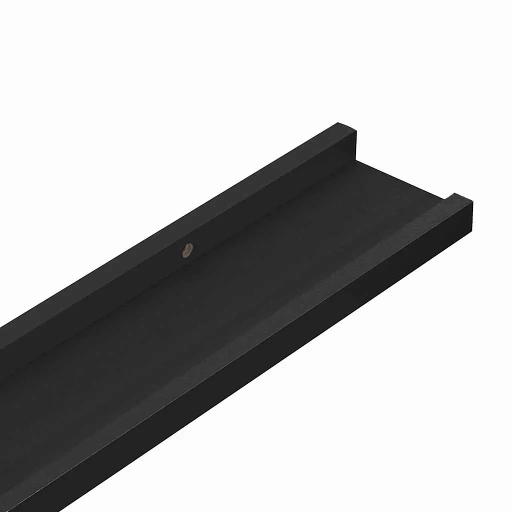 Picture Frame Ledge Shelves Black 60x9x3cm MDF 2 Piece Wall Mounted Display Shelf