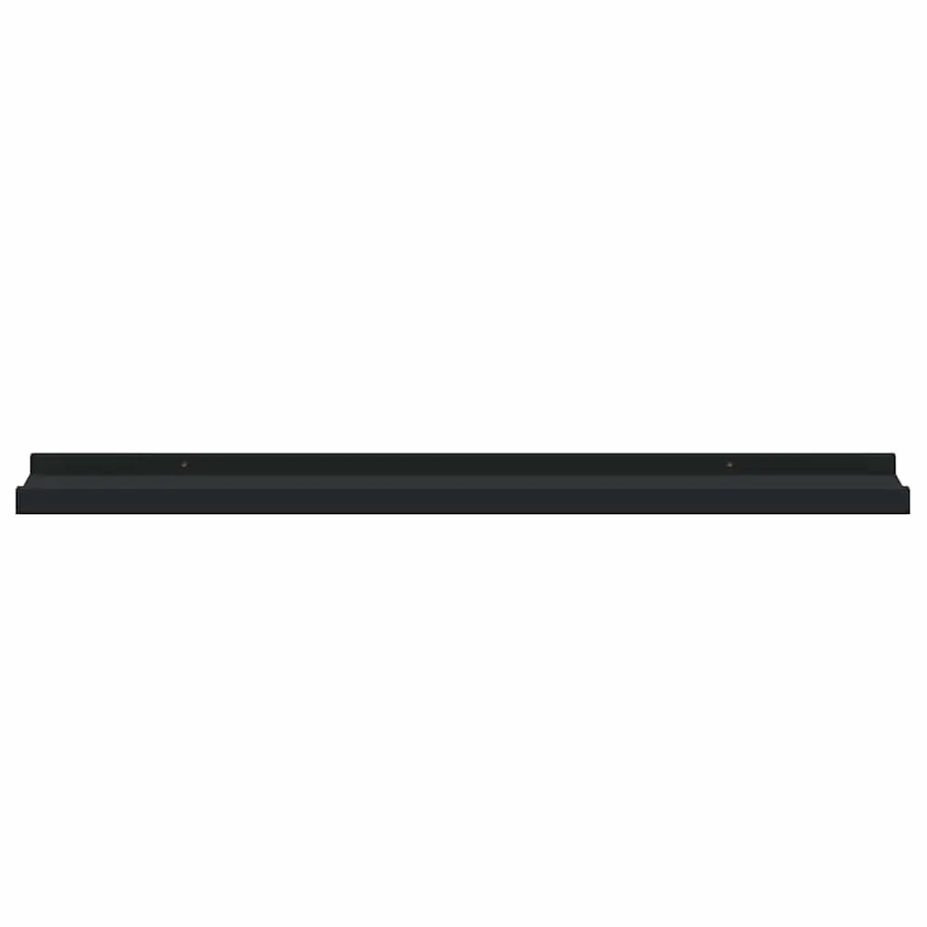 Picture Frame Ledge Shelves Black Wall Mount Floating Display Storage 2 Piece Lacquered MDF