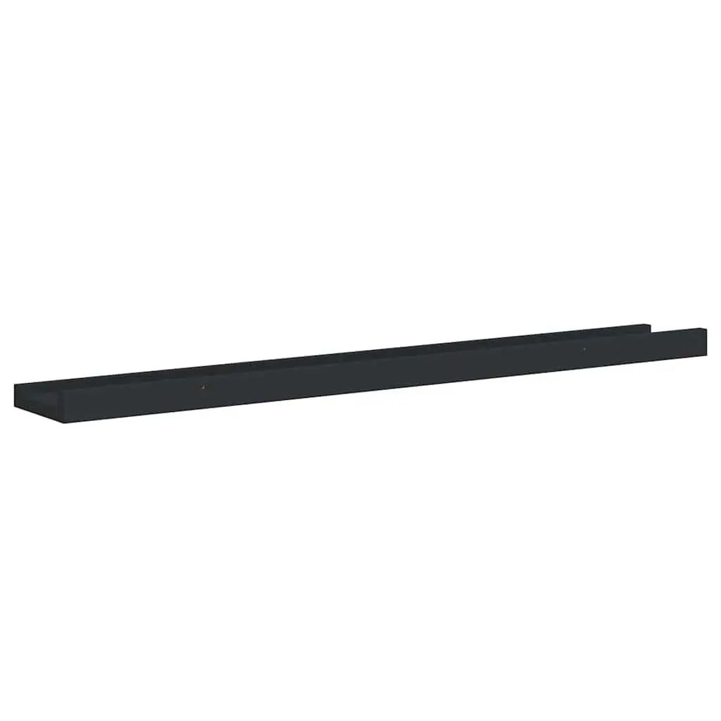Picture Frame Ledge Shelves Black Wall Mount Floating Display Storage 2 Piece Lacquered MDF