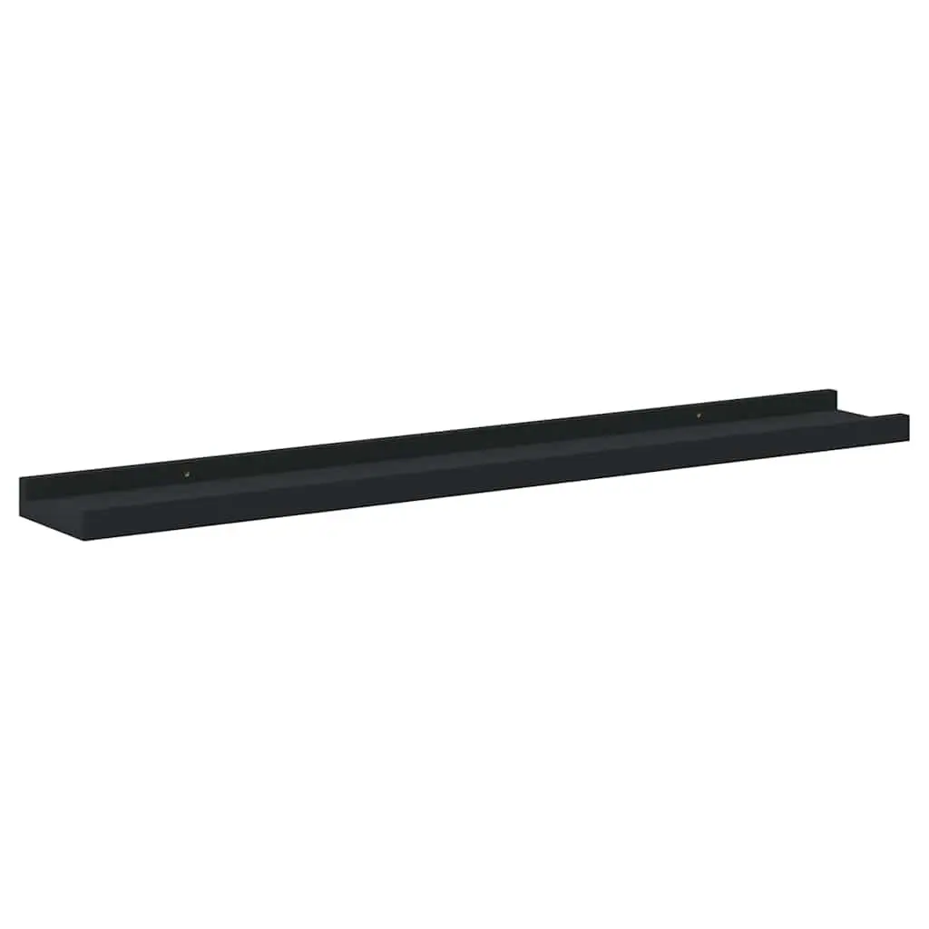 Picture Frame Ledge Shelves Black Wall Mount Floating Display Storage 2 Piece Lacquered MDF