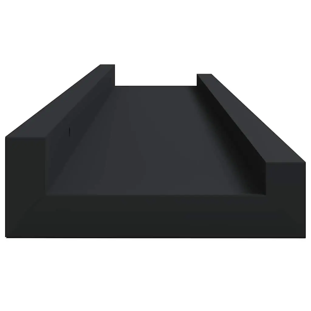 Picture Frame Ledge Shelves Black Wall Mount Floating Display Storage 2 Piece Lacquered MDF