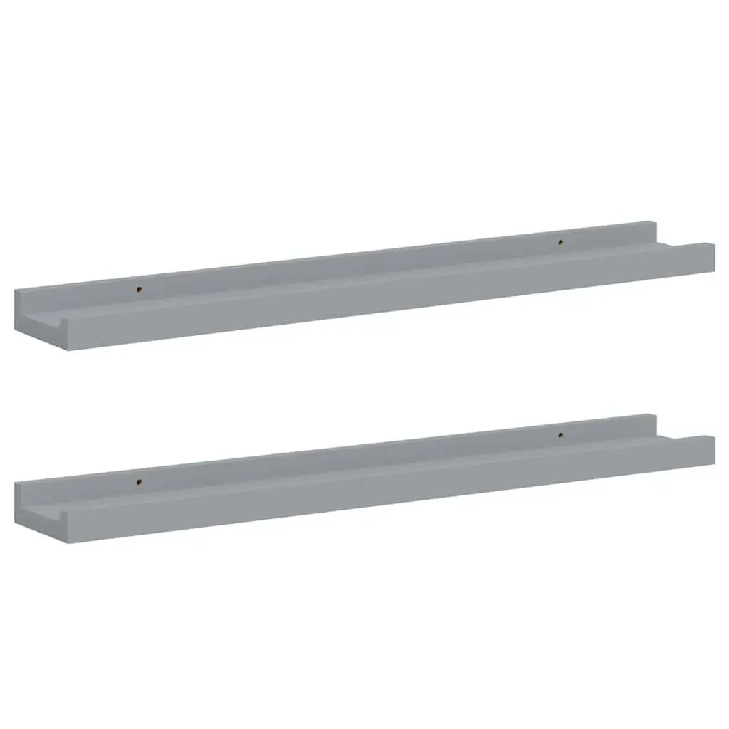 Picture Frame Ledge Shelves Grey 60x9x3cm MDF 2 Piece Wall Mounted Display Shelf