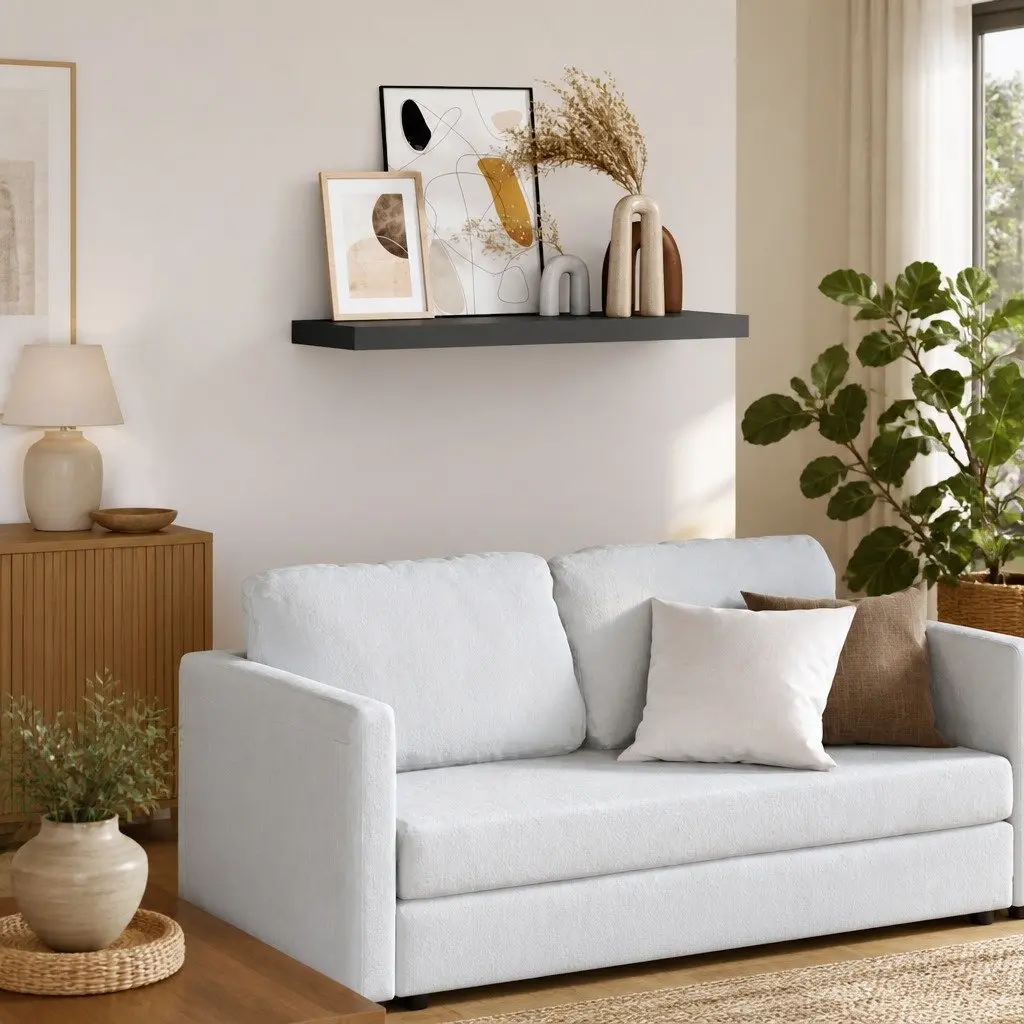Wall Display Ledge Shelves Grey 80 x 9 x 3 cm Lacquered MDF Board 2 Piece