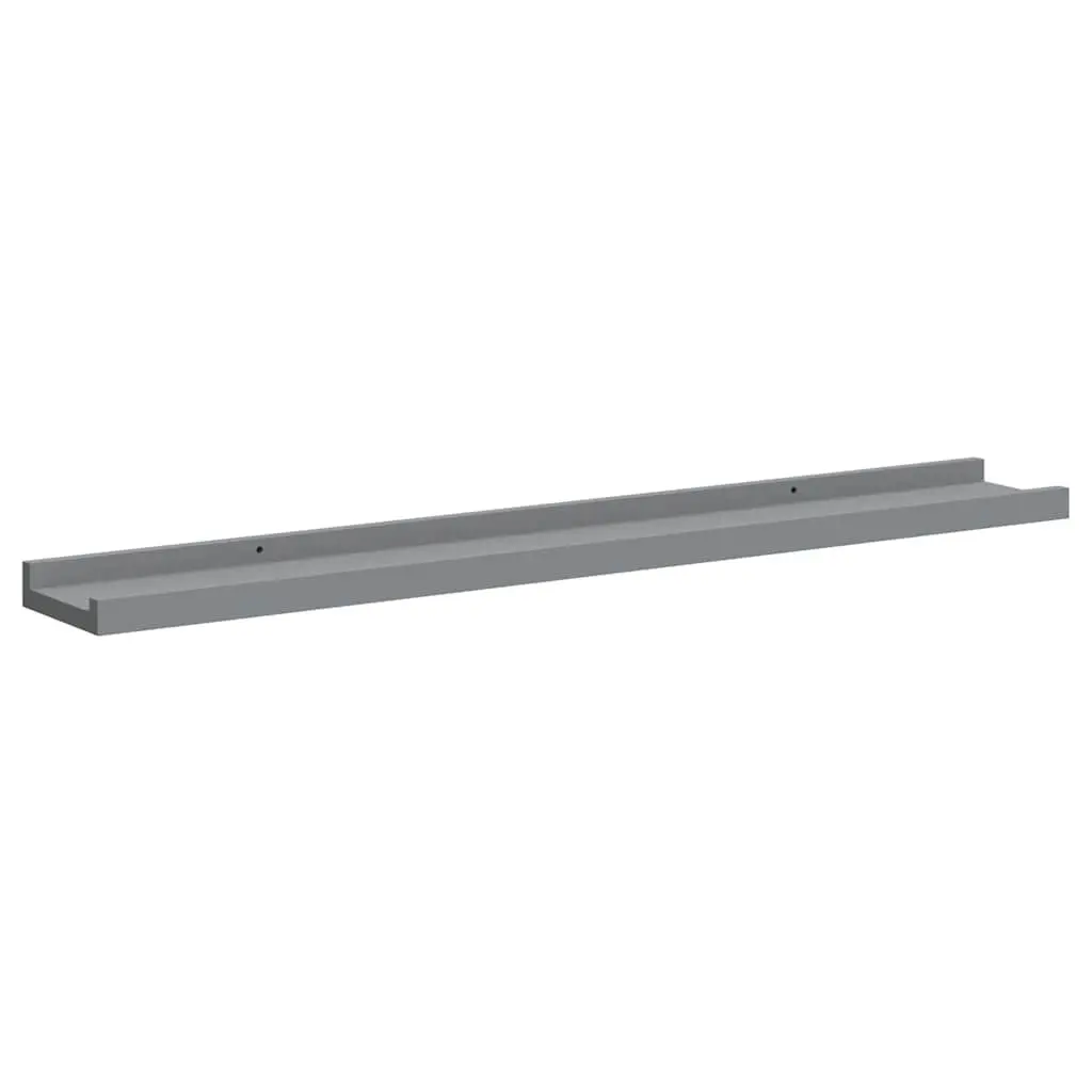 Wall Display Ledge Shelves Grey 80 x 9 x 3 cm Lacquered MDF Board 2 Piece