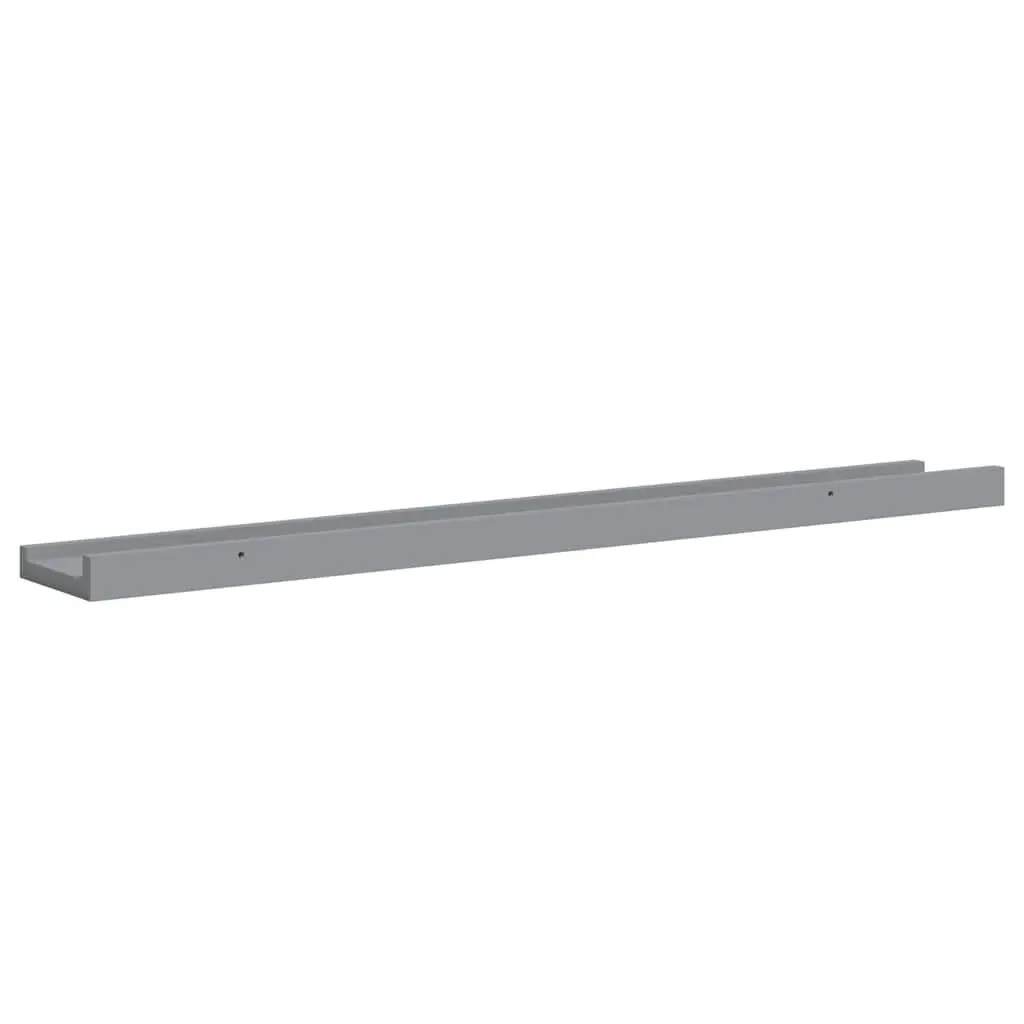 Wall Display Ledge Shelves Grey 80 x 9 x 3 cm Lacquered MDF Board 2 Piece