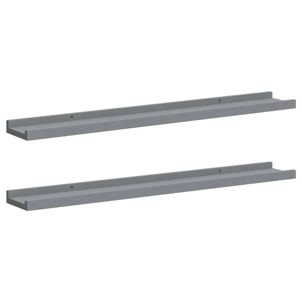 Wall Display Ledge Shelves Grey 80 x 9 x 3 cm Lacquered MDF Board 2 Piece