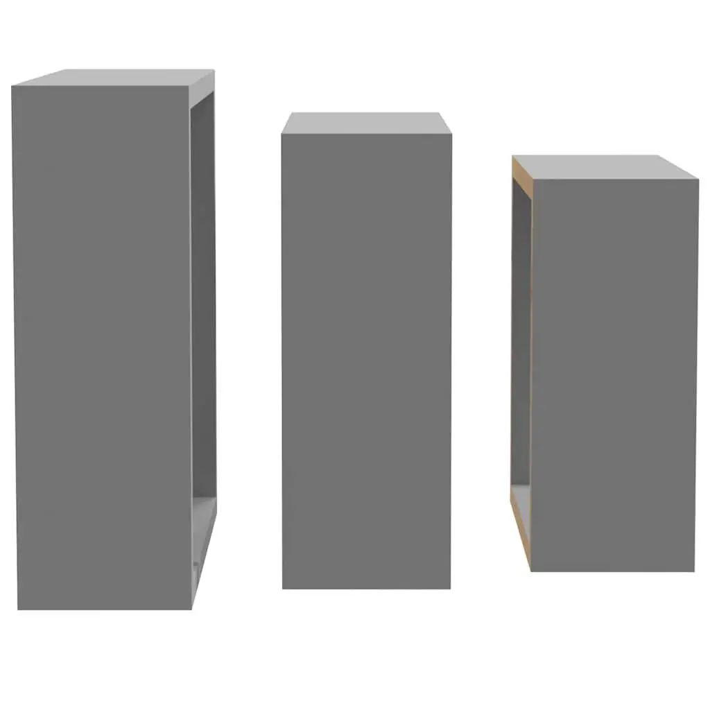 Wall Cube Shelves Grey 3 Piece MDF Storage Organiser Display Floating Corner Unit