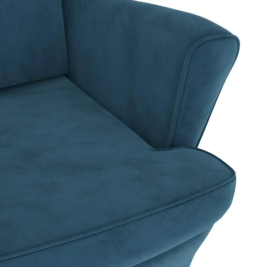 Armchair Blue Velvet Upholstered Sofa Chair Padded Backrest Living Room