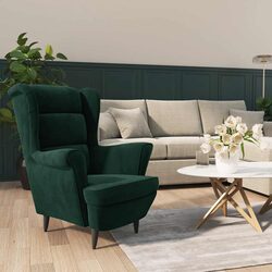 Armchair Green Velvet Upholstered Padded Seat Backrest Home Furniture Sofa Chair