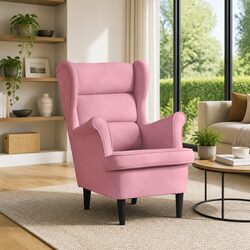 Cozy Pink Velvet Upholstered Armchair for Living Room