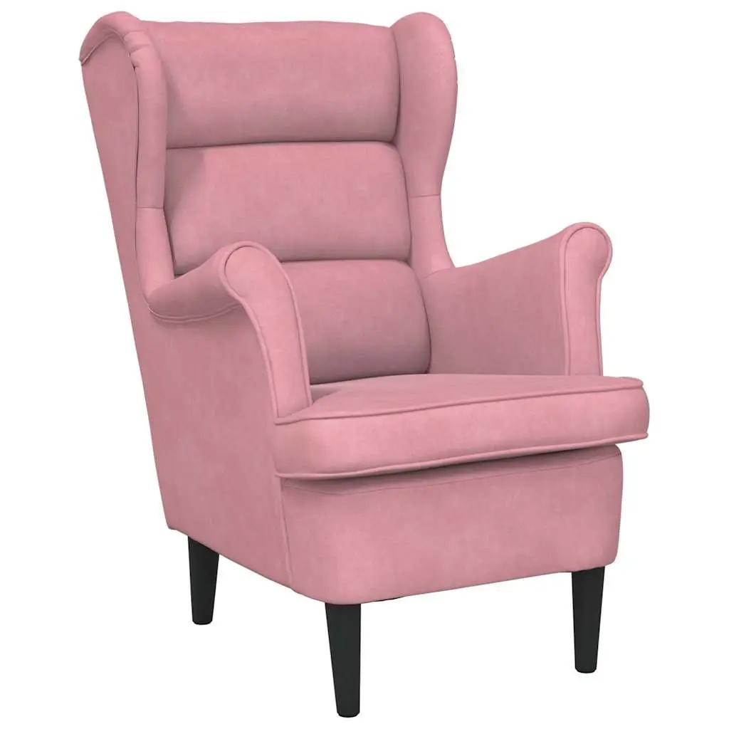 Armchair Pink Velvet Upholstered Living Room Sofa Chair Padded Backrest Seat
