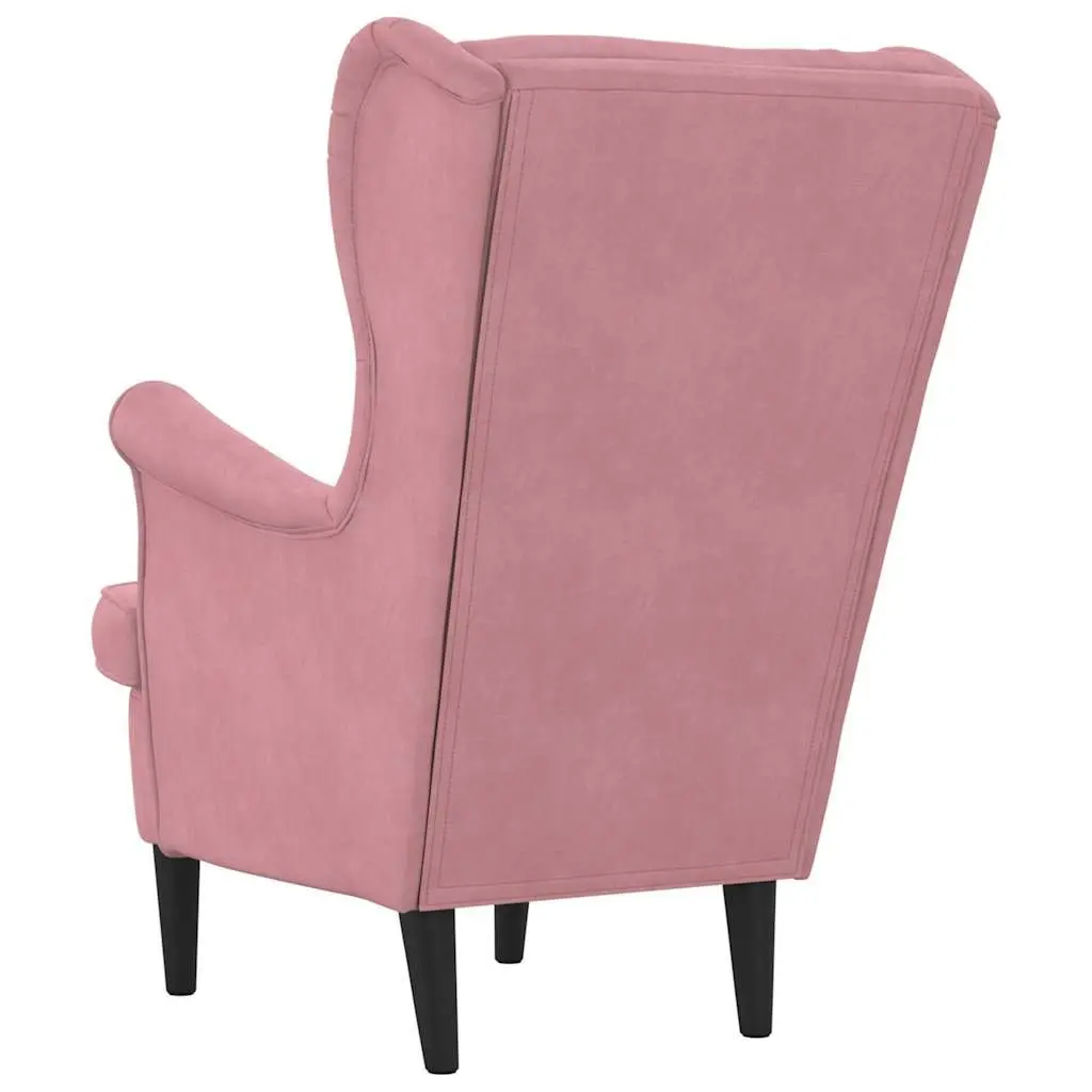 Armchair Pink Velvet Upholstered Living Room Sofa Chair Padded Backrest Seat