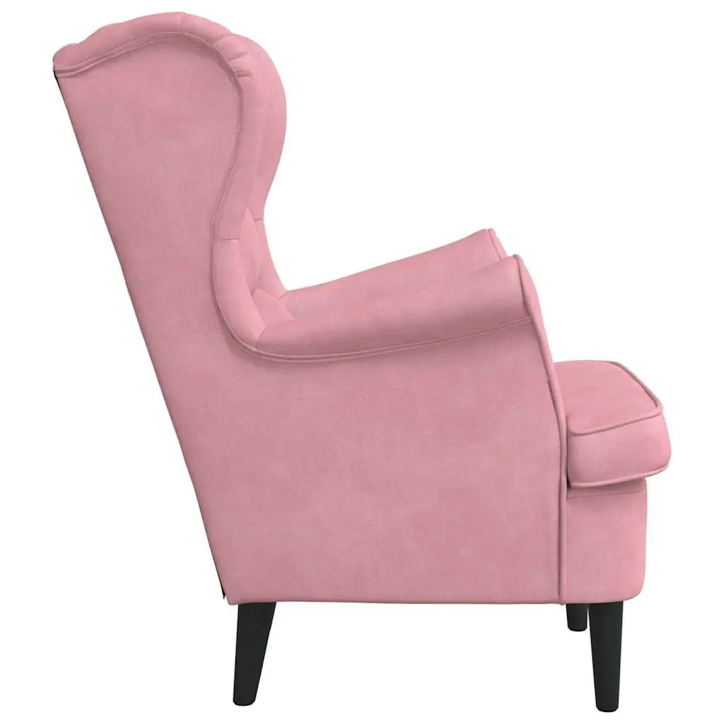 Armchair Pink Velvet Upholstered Living Room Sofa Chair Padded Backrest Seat