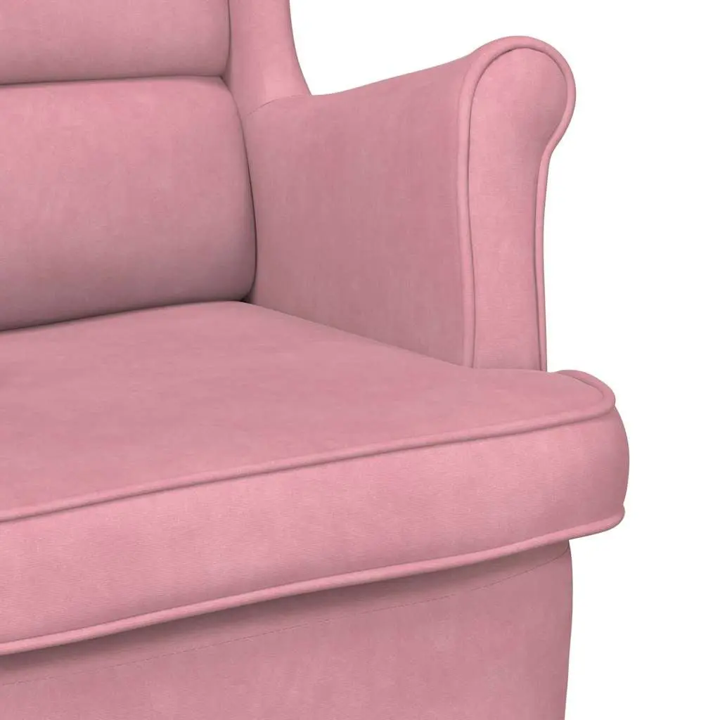 Armchair Pink Velvet Upholstered Living Room Sofa Chair Padded Backrest Seat