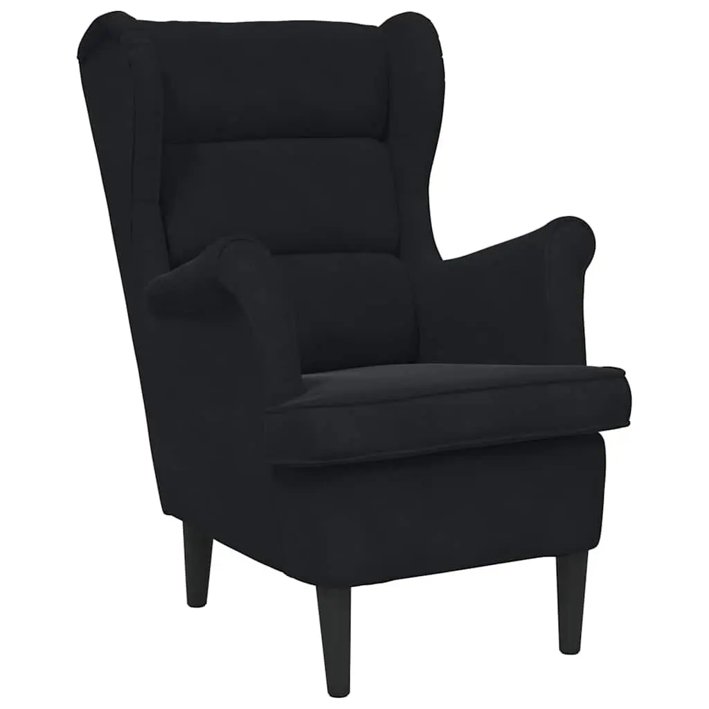 Black Velvet Lounge Chair Upholstered Armchair Padded Backrest Seat