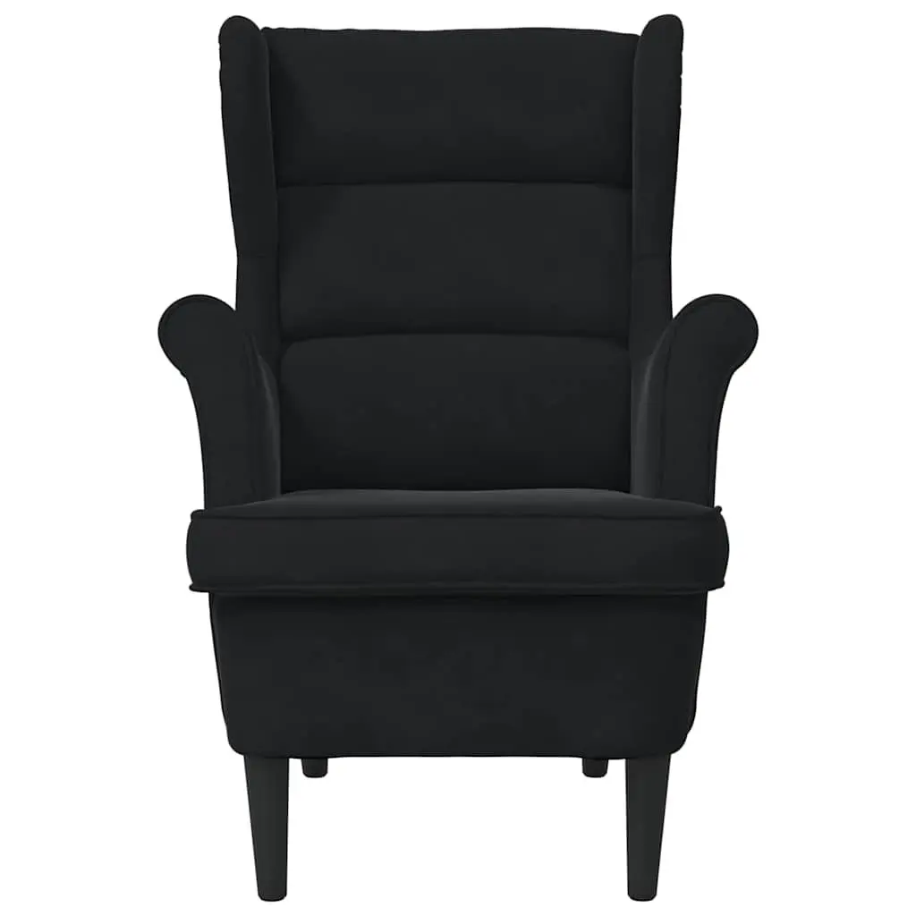 Black Velvet Lounge Chair Upholstered Armchair Padded Backrest Seat