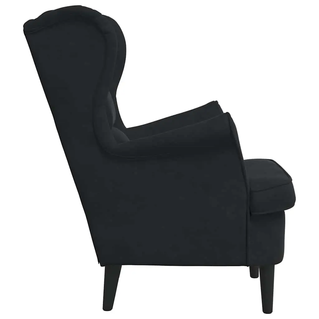 Black Velvet Lounge Chair Upholstered Armchair Padded Backrest Seat
