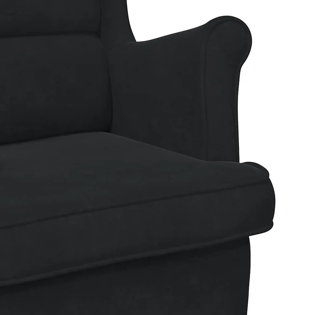 Black Velvet Lounge Chair Upholstered Armchair Padded Backrest Seat