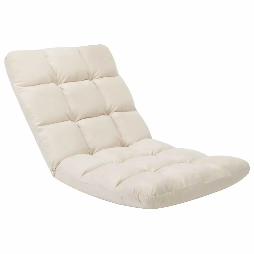 Folding Floor Chair Cream Adjustable Microfibre