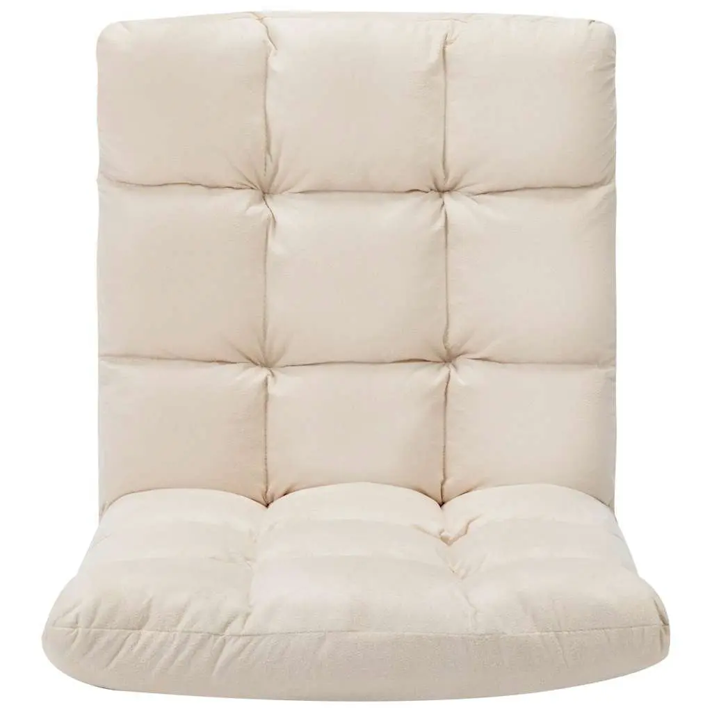 Folding Floor Chair Cream Adjustable Microfibre