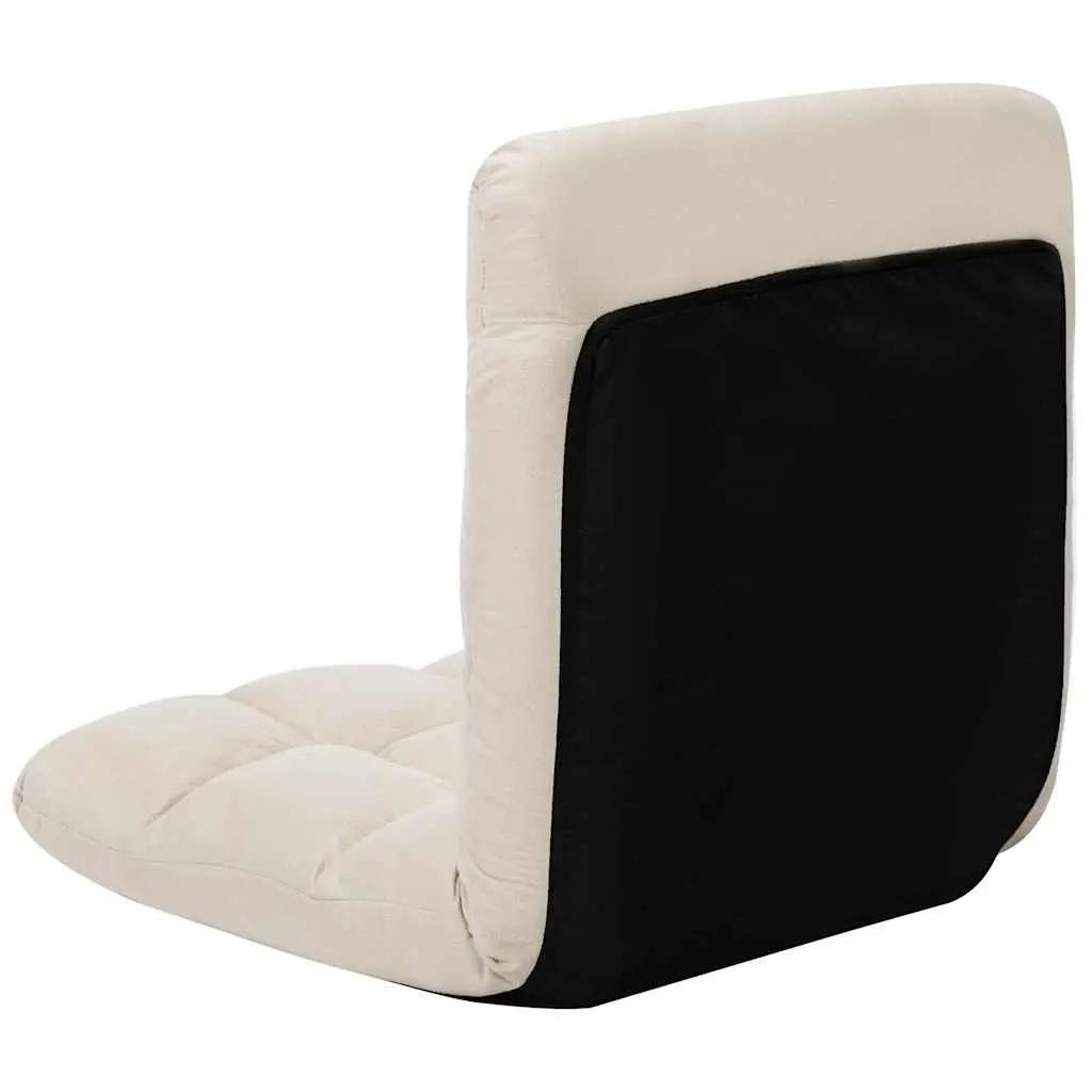 Folding Floor Chair Cream Adjustable Microfibre