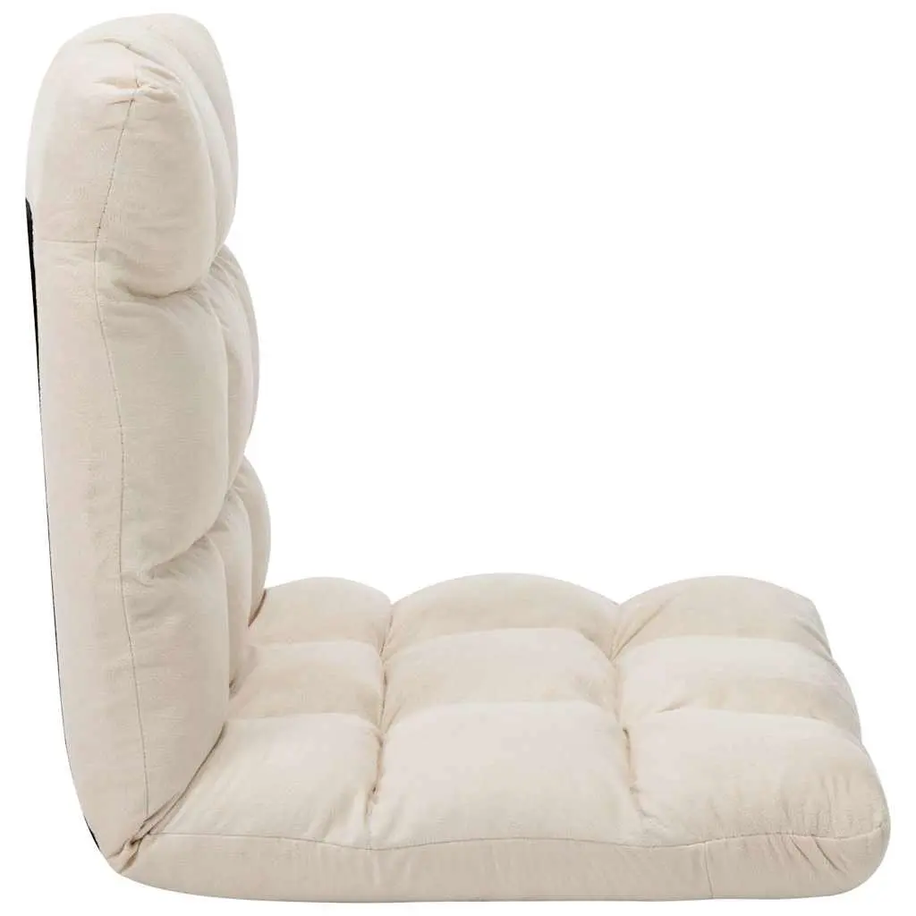 Folding Floor Chair Cream Adjustable Microfibre