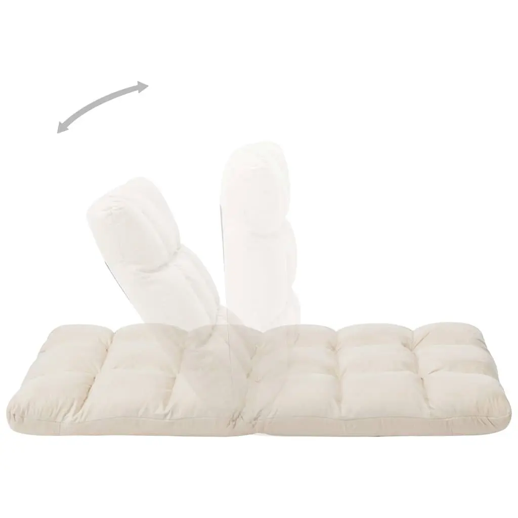 Folding Floor Chair Cream Adjustable Microfibre
