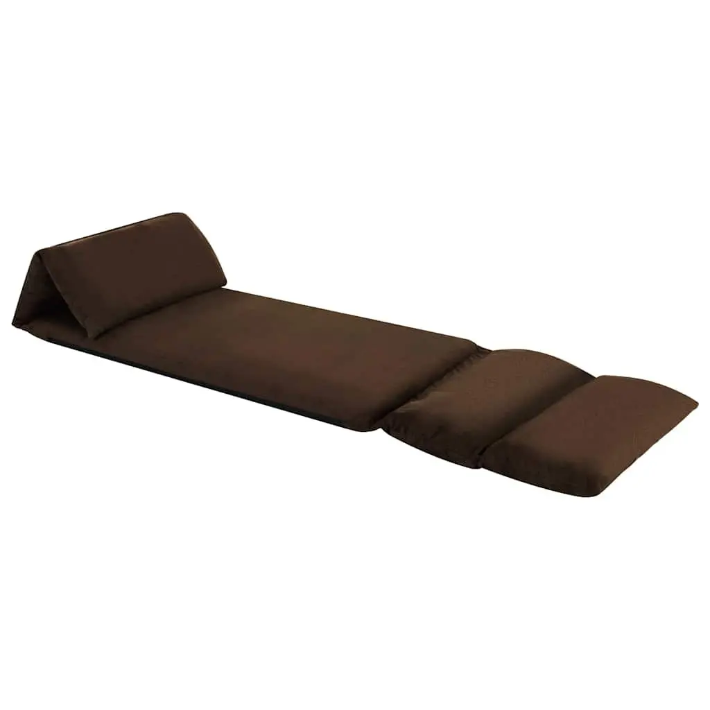 Adjustable Compact Folding Lounger Chair Indoor Outdoor Brown Microfibre