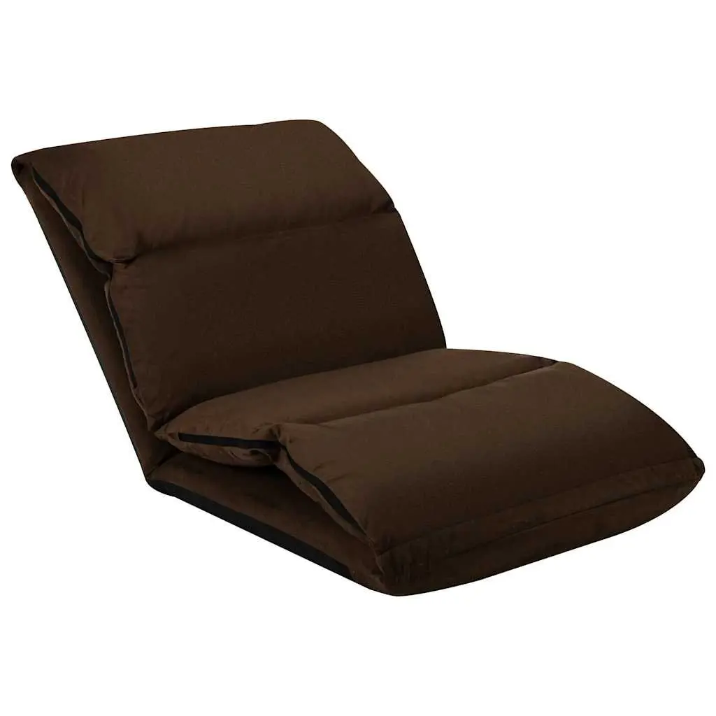 Adjustable Compact Folding Lounger Chair Indoor Outdoor Brown Microfibre