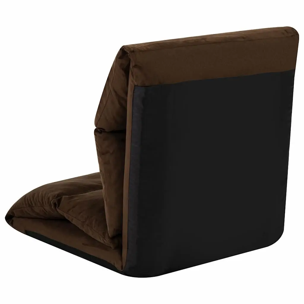 Adjustable Compact Folding Lounger Chair Indoor Outdoor Brown Microfibre