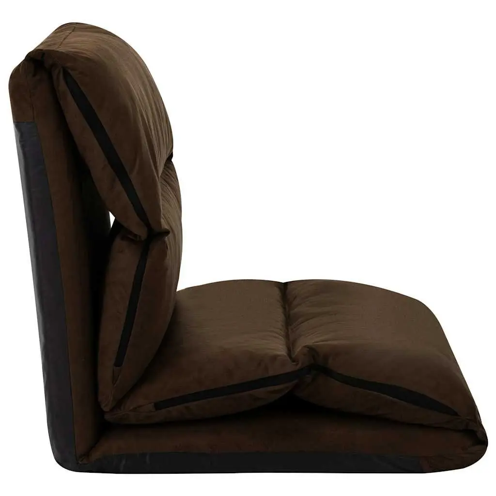Adjustable Compact Folding Lounger Chair Indoor Outdoor Brown Microfibre