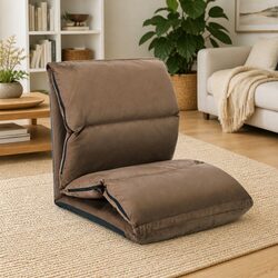 Taupe Folding Floor Chair for Comfort and Relaxation
