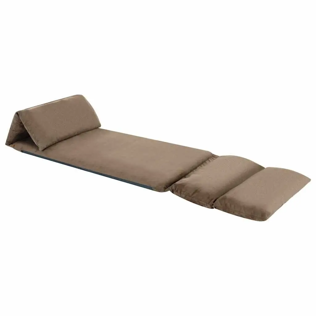 Folding Floor Chair Taupe Adjustable Recliner Compact Microfibre