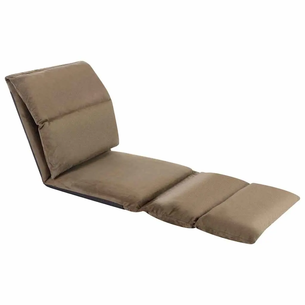 Folding Floor Chair Taupe Adjustable Recliner Compact Microfibre
