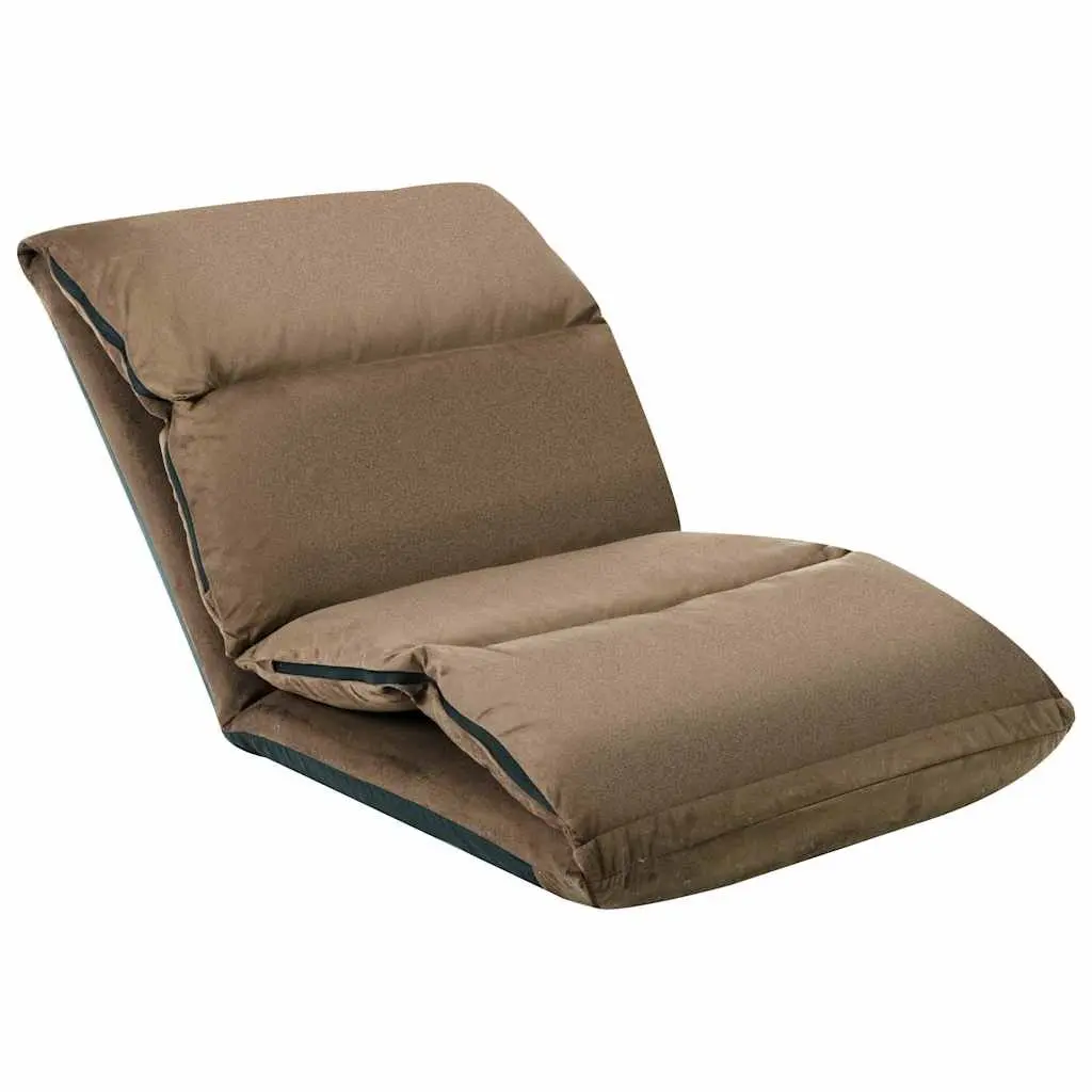 Folding Floor Chair Taupe Adjustable Recliner Compact Microfibre