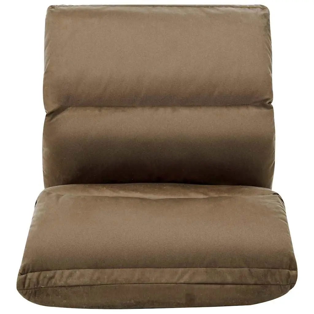 Folding Floor Chair Taupe Adjustable Recliner Compact Microfibre