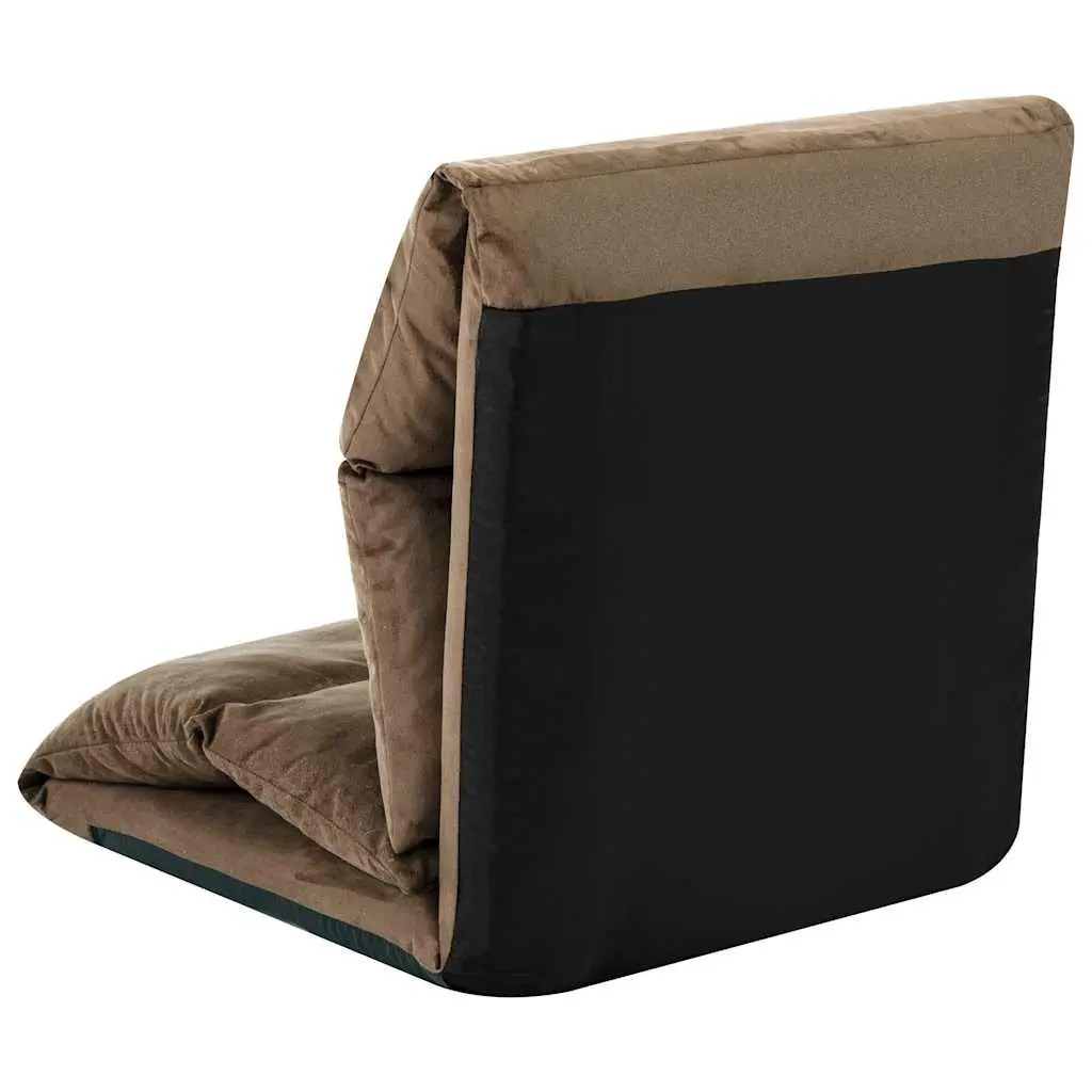 Folding Floor Chair Taupe Adjustable Recliner Compact Microfibre